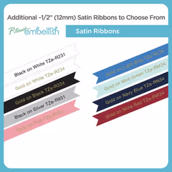 Brother P-Touch Embellish Gold Print on Pink Satin Ribbon TZERE34 ~  Wide x ~13.1 Long for use with P-Touch Embellish Ribbon & Tape Printer