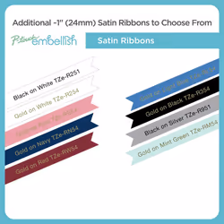 Brother P-Touch Embellish Gold Print on Navy Satin Ribbon TZE-RN54 - ~1"""" Wide x 13.1ft. Long (24mm x 4m/4.37yds)  TZERN54