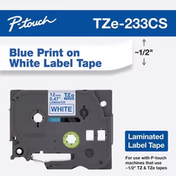 Brother TZE233CS, Blue on white, TZe, Grey, Brother, P-touch, 1.2 cm