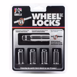 gorilla Automotive 26641SD 14mm x 150 Thread Size chrome Finish Small Diameter Duplex Wheel Lock Set of 4