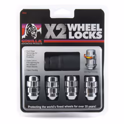 Gorilla Automotive (71631X) 12mm x 1.50 Thread Size Acorn Chrome X2 Wheel Lock  (Pack of 4)