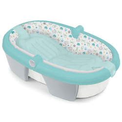 Summer Infant Foldaway Baby Bath Under The Sea - Convenient Baby Bathtub That Folds Compactly for Easy Storage and Travel - Inflatable Base for Extra