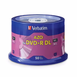Verbatim DVD+R DL 8.5GB 8X with Branded Surface - 50pk Spindle  50 - D