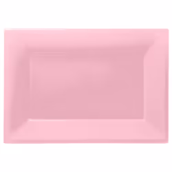 Amscan 13051487775, Plate, Rectangular, Plastic, Pink, Monochromatic, 3 pc(s)