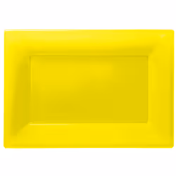 Amscan 997429, Plate, Rectangular, Plastic, Yellow, Monochromatic, 3 pc(s)