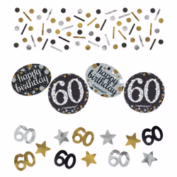Amscan 360188, Loose confetti, Gold, Circle, Letter, Number, Star, Stripe, Foil, 34 g