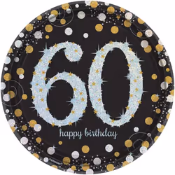 Amscan 551547 AM, Plate, Round, Paper, Black, Gold, Silver, Image, 8 pc(s)