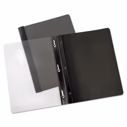 Universal UNV56116EE 1/2 in. Capacity Tang Clip Paper Report Cover - Letter Size Clear/Black (25/Box)