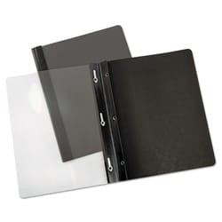 Universal UNV56116EE 1/2 in. Capacity Tang Clip Paper Report Cover - Letter Size  Clear/Black (25/Box)