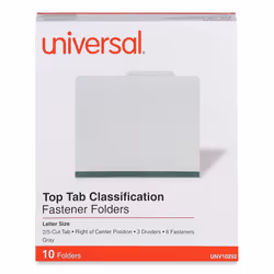 Universal 10292 Pressboard Classification Folder  Letter  Eight-Section  Gray (Box of 10)