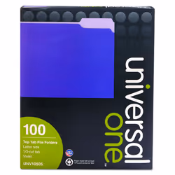 Universal UNV10505 Deluxe Colored Top 1/3-Cut Tabs Letter Size File Folders - Violet/Light Violet (100/Box)