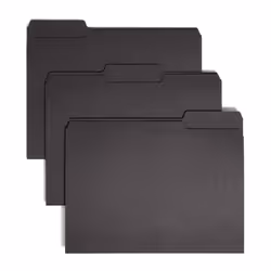 Smead Interior File Folder 1/3-Cut Tab Letter Size Black 100 per Box (10243)