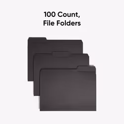 Smead Interior File Folder  1/3-Cut Tab  Letter Size  Black  100 per Box (10243)