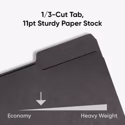 Smead Interior File Folder  1/3-Cut Tab  Letter Size  Black  100 per Box (10243)