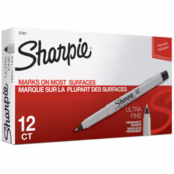 SHARPIE Permanent Markers Ultra Fine Point Black 12-Pack Precise T
