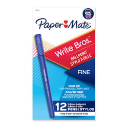Paper Mate Write Bros Ballpoint Pens  Fine Point 0.8mm  Blue  12 Count