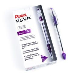 Pentel BK90V R.S.V.P. Stick Ballpoint Pen  .7mm  Trans Barrel  Violet Ink (Pack of 12)