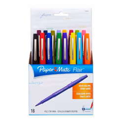 Paper Mate 70644 Point Guard Flair Porous Point Stick Pen Assorted Colors Medium 16-Count