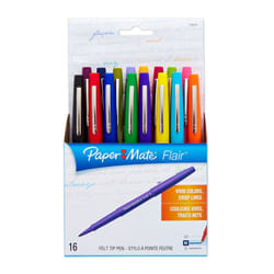 Paper Mate 70644 Point Guard Flair Porous Point Stick Pen  Assorted Colors  Medium  16-Count