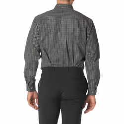 Arrow 1851 Men's Hamilton Poplins Long Sleeve Button Shirt  Black Plaid  X-Large