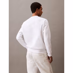 Calvin Klein Mens Monogram Logo Crewneck Sweatshirt  Brilliant White  Medium