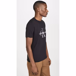 Calvin Klein Men's Short Sleeve Monogram Logo T-Shirt  Black Unbox  La