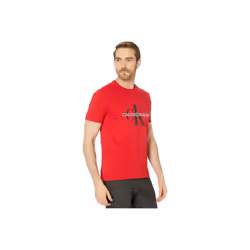 Calvin Klein Men's Short Sleeve T-Shirt Monogram Logo  Tango Red Unbox