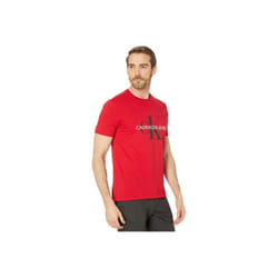 Calvin Klein Men's Short Sleeve T-Shirt Monogram Logo  Tango Red Unbox
