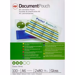 GBC Document Laminating Pouches A6 2x80 Micron Gloss (100), Transparent, A6, 111 mm, 154 mm, 100 pc(s)