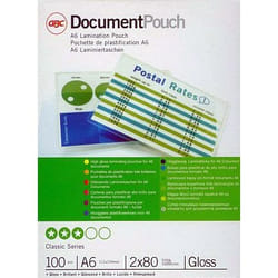 GBC Document Laminating Pouches A6 2x80 Micron Gloss (100)