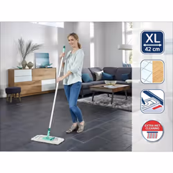 Profi XL Micro Fibre Mop with Aluminium Handle 140 cm, 42 cm Large Flat Floor Mop Head, Floor Mop with 360 Universal Joint for Easy Steering, Flat