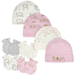 gerber Baby 8 9-Piece cap and Mitten Sets  8pc Pink Princess  0-3 Mont