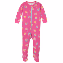 Gerber Baby Girls' 4-Pack Footed Pajamas  Dreams Rainbows Pink  0-3 Months