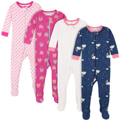 Gerber Baby Girls' 4-Pack Footed Pajamas  Dreams Rainbows Pink  4T