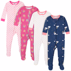 Gerber Baby Girls' 4-Pack Footed Pajamas  Dreams Rainbows Pink  5T