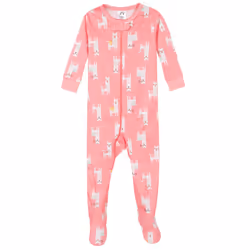 Gerber Baby Girls' 4-Pack Footed Pajamas  Love Llamas Pink  9 Months