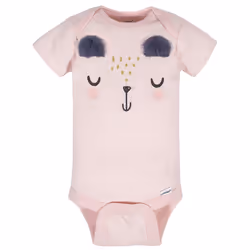 Gerber Baby Girl's 8-Pack Short Sleeve Onesies Bodysuits  Bear Pink  Newborn