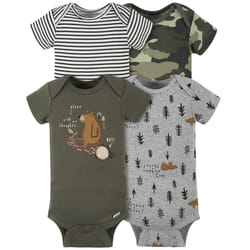 Gerber baby boys 4-pack Short Sleeve Onesies Bodysuits Shirt  Bear Green  0-3 Months US