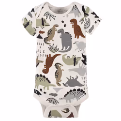 Gerber Baby Boys' 4-Pack Short Sleeve Onesies Bodysuits  Dino Grey  Newborn