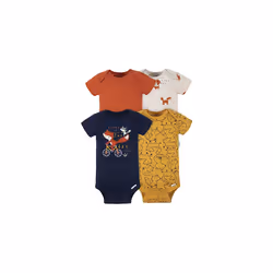 Gerber Baby Boys' 4-Pack Short Sleeve Onesies Bodysuits Orange Fox Newborn