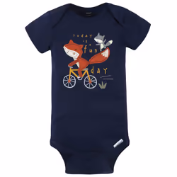 Gerber Baby Boys' 4-Pack Short Sleeve Onesies Bodysuits  Orange Fox  Newborn