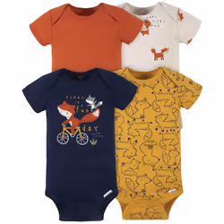 Gerber Baby Boys' 4-Pack Short Sleeve Onesies Bodysuits Orange Fox 3-6 Months