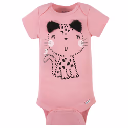 Gerber Baby Girls' 4-Pack Short Sleeve Onesies Bodysuits  Leopard Pink  Newborn