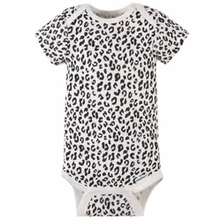 Gerber Baby Girls' 4-Pack Short Sleeve Onesies Bodysuits  Leopard Pink  3-6 Months