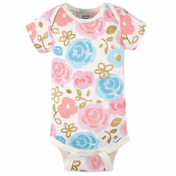 Gerber Baby Girls' 4-Pack Short Sleeve Onesies Bodysuits  Princess Pink  Newborn