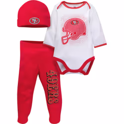 Gerber NFL baby boys 3 Pack Bodysuit Registry Gift Set Girls FOOTED PANT AND CAP Team Color 3-6 Months US