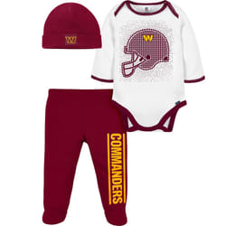 Gerber NFL Baby Boys' 3Pc Bodysuit  Footed Pant  & Cap Set  Washington Commanders  0-3 Months