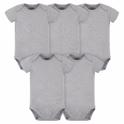 gerber Baby 5 Pack Onesies Multi-Packs Bundle Interlock 180 gsm  Heather grey  6-9 Months