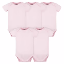 gerber Baby 5 Pack Onesies Multi-Packs Bundle Interlock 180 gsm  Light Pink  6-9 Months
