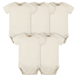 gerber Baby 5 Pack Onesies Multi-Packs Bundle Interlock 180 gsm  Natural  12 Months